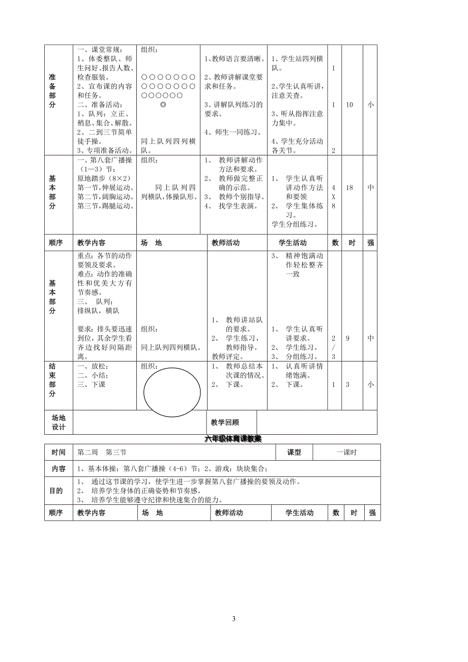 小学六年级下册体育课教案_第3页