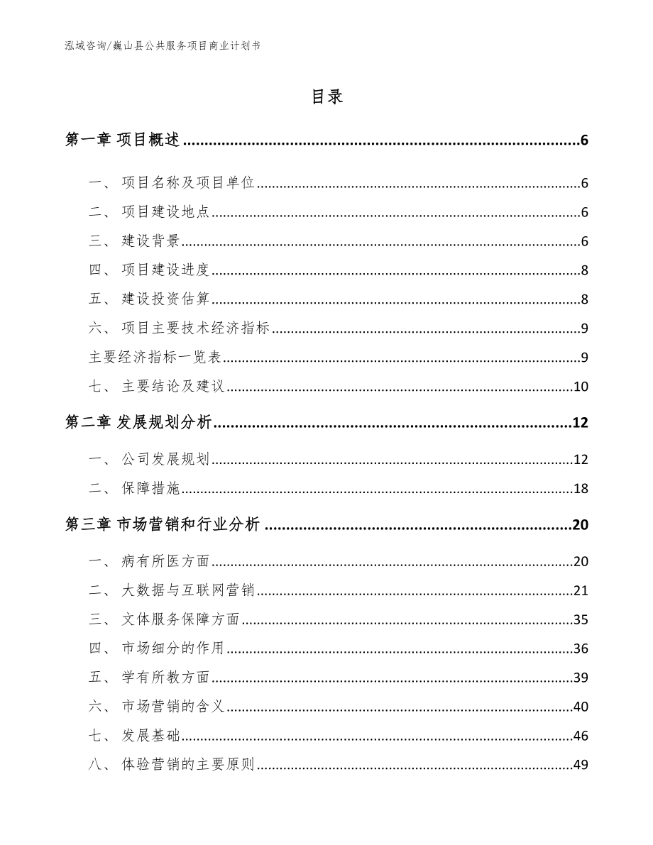 巍山县公共服务项目商业计划书_范文_第2页