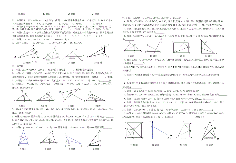 八年级全等三角形填空选择题专题训练（一）.doc_第2页