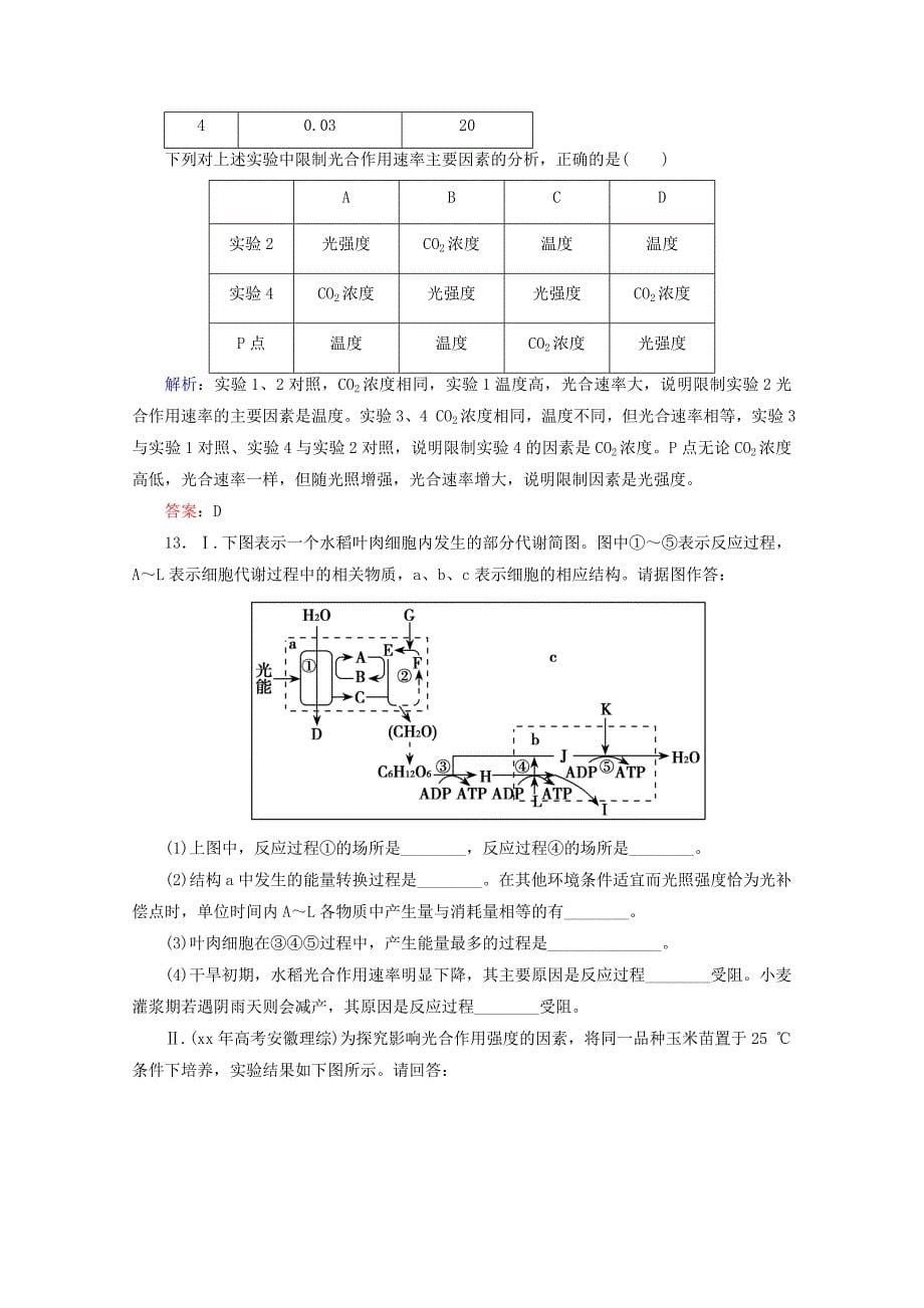 2022年高中生物 5.3光合作用 课时知能评估 新人教版必修1_第5页