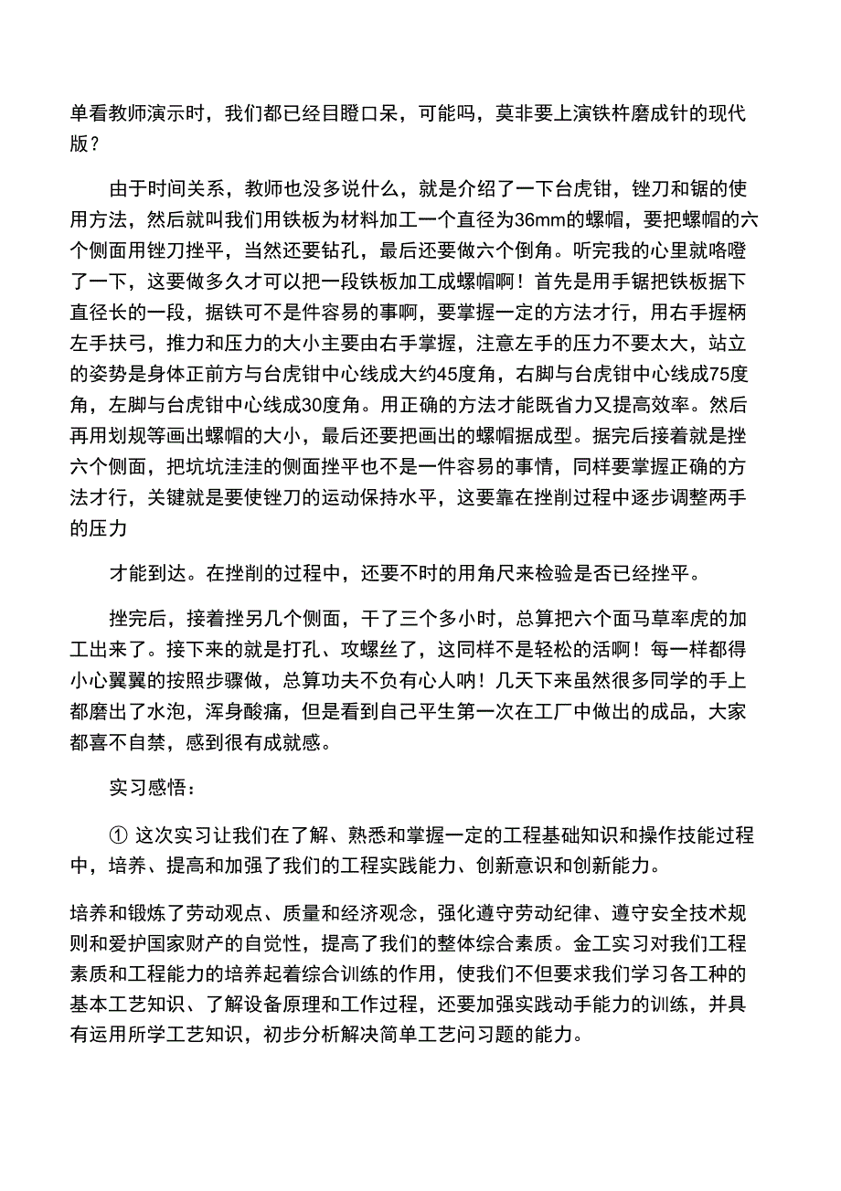 20XX钳工实训报告范文_第4页