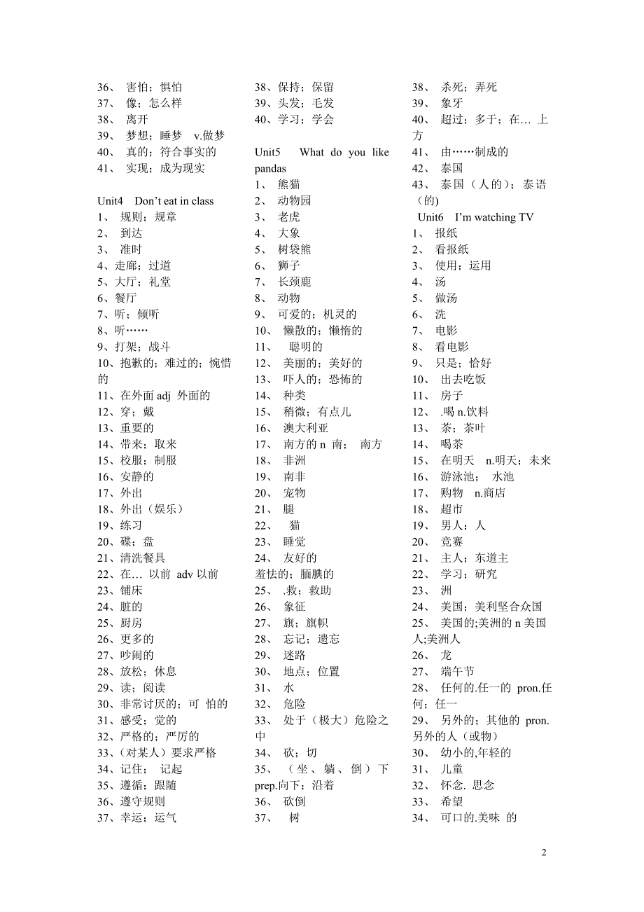 2015年新版新目标英语七年级下册单词表(中文)_第2页