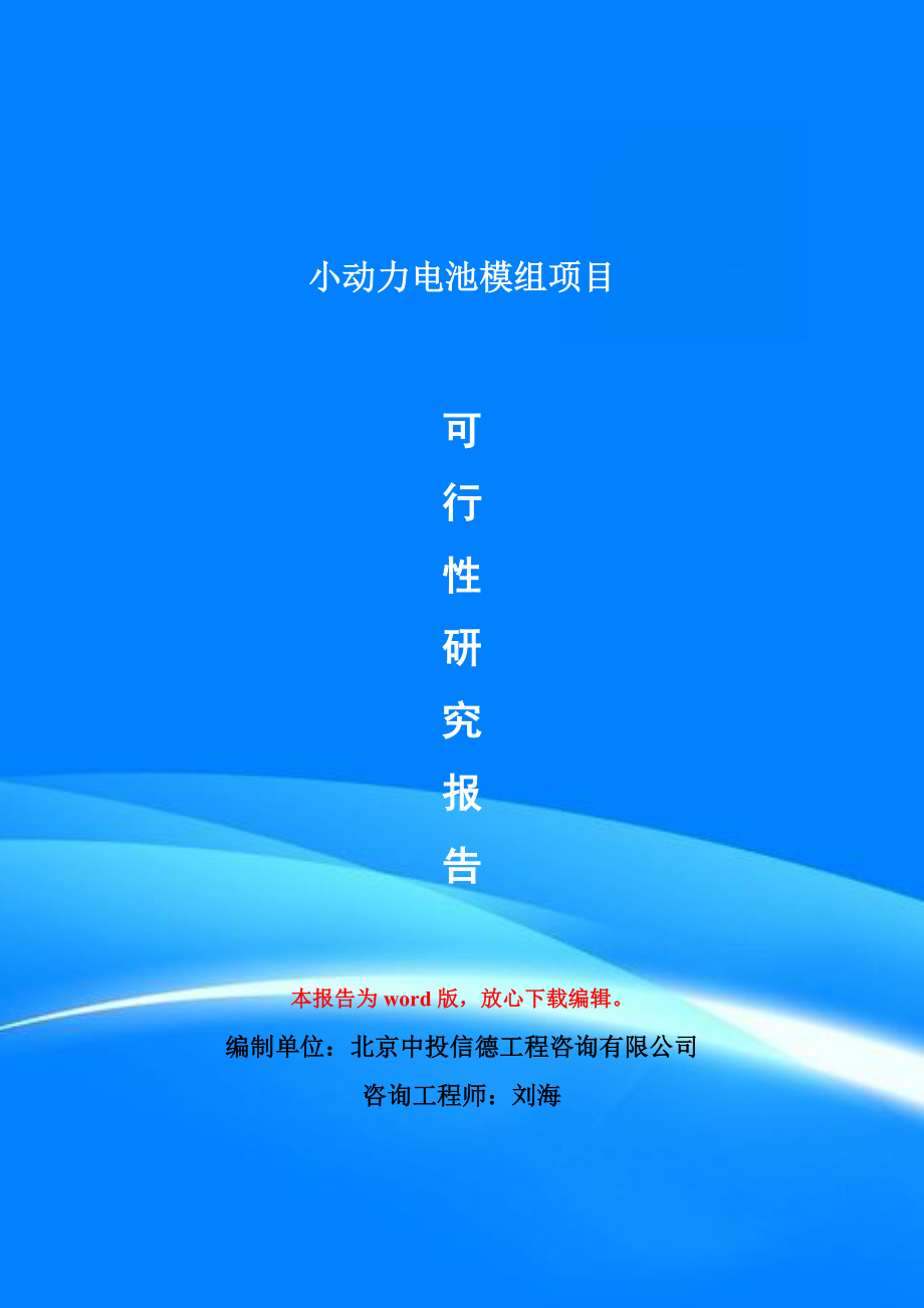 小动力电池模组项目可行性研究报告模版_第1页