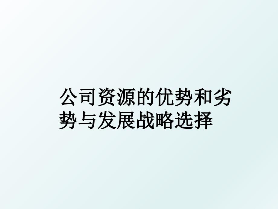 公司资源的优势和劣势与发展战略选择_第1页