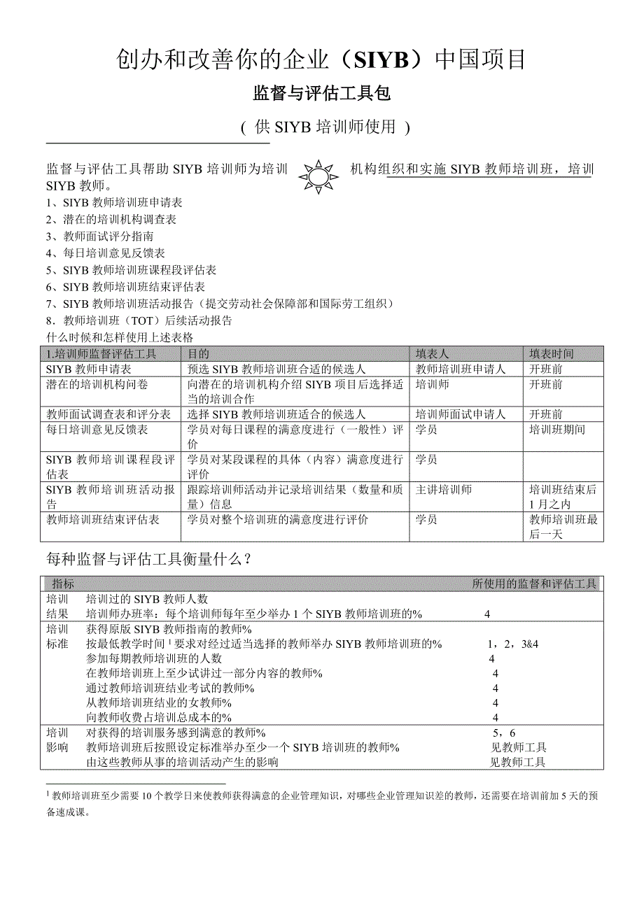 SIYB监督和评估工具包——培训师使用_第1页