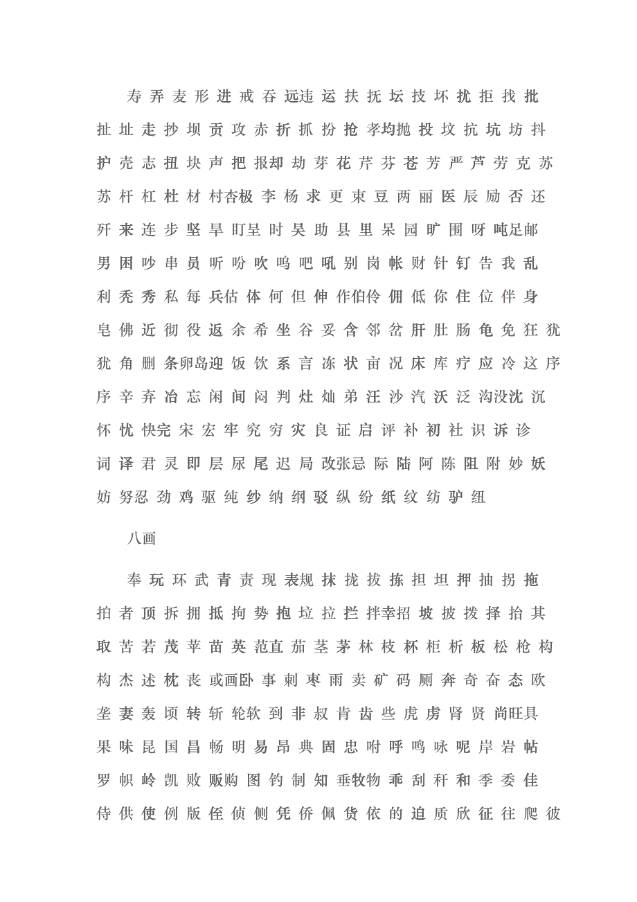 小学生常用汉字表(2500字)havr_第3页