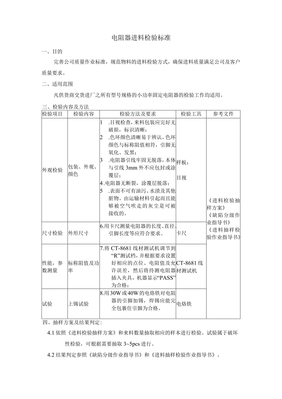 电阻器进料检验标准_第1页