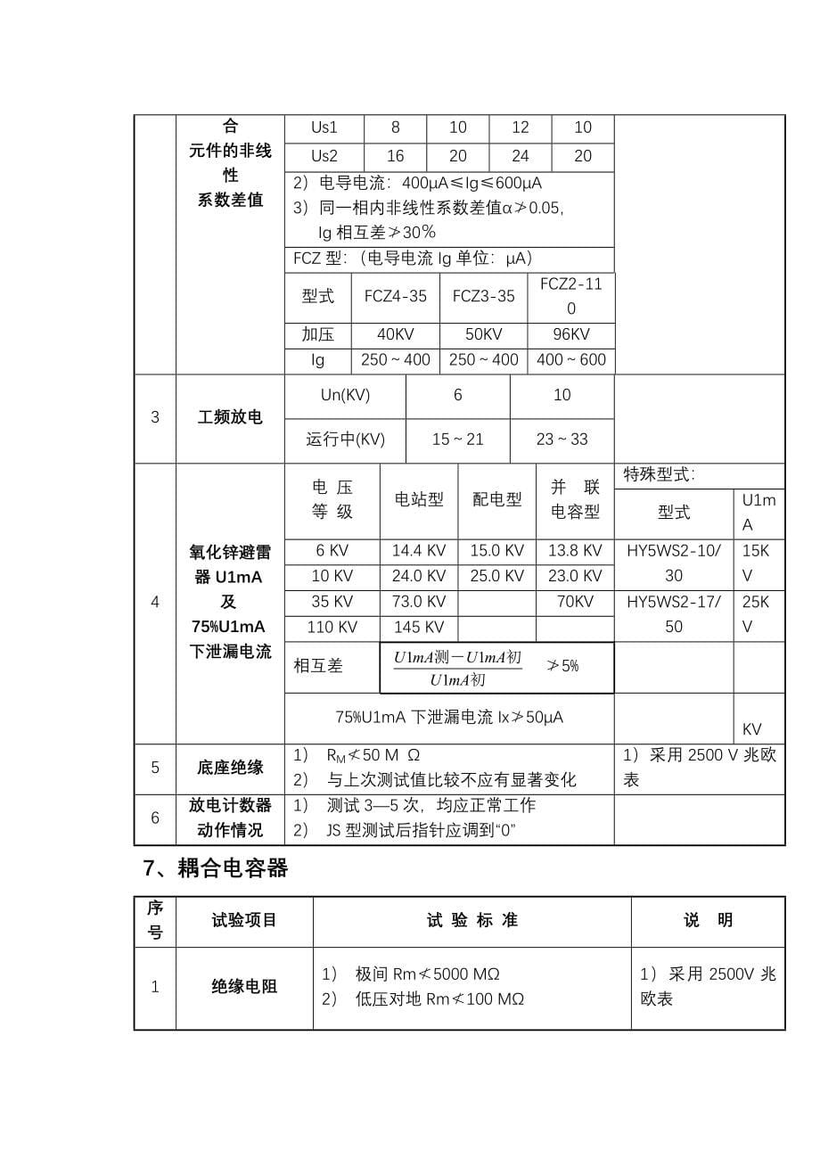 电气设备绝缘预防性试验项目及标准_第5页