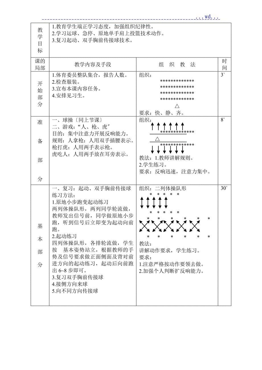 体育教学_篮球教学案_第5页