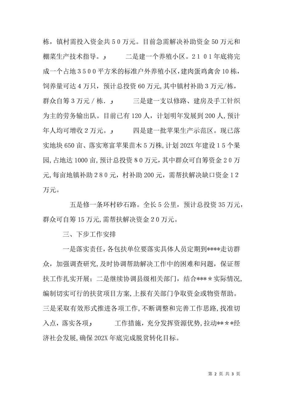 成武支公司帮扶贫困村脱贫进度报告_第2页