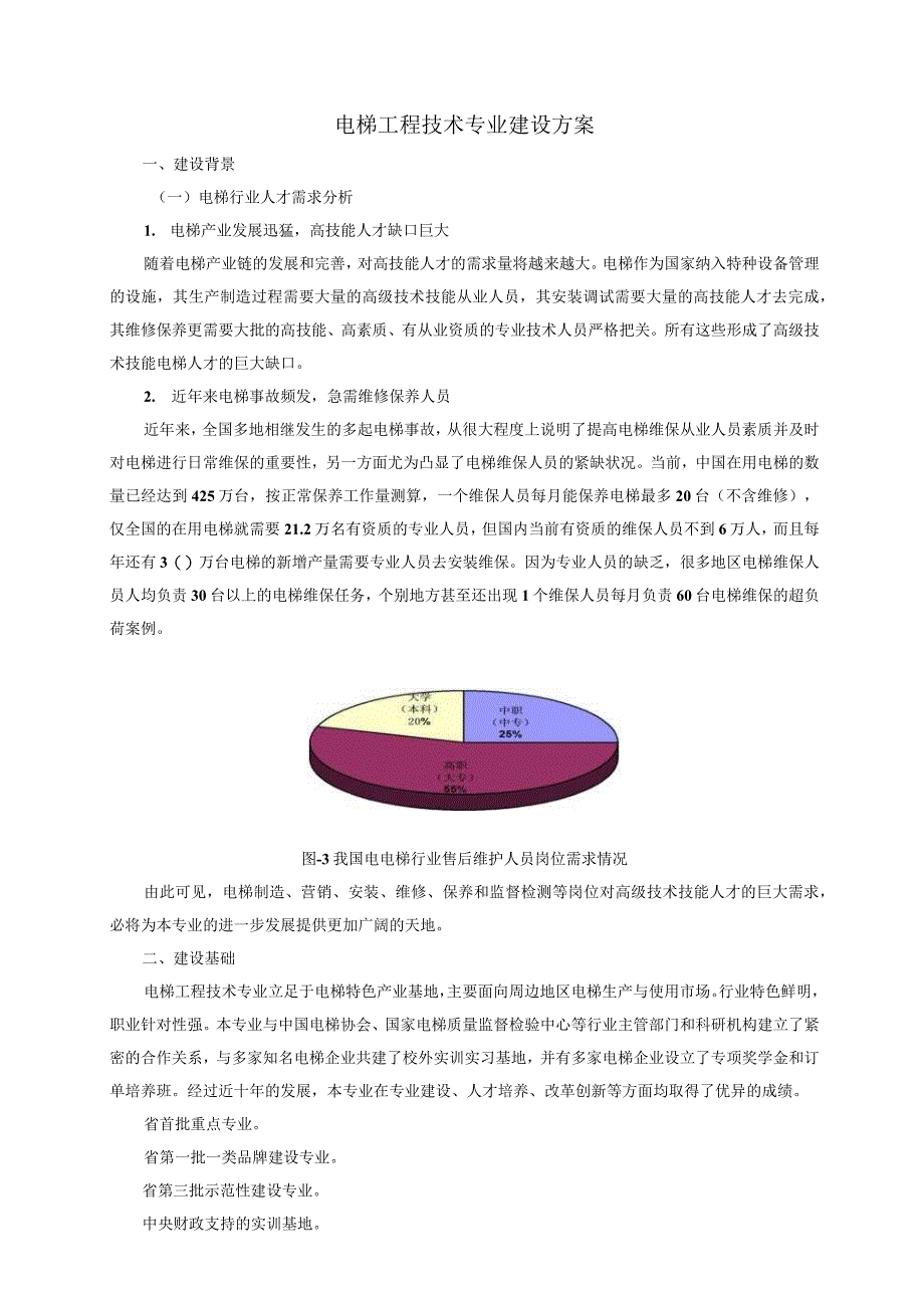 电梯工程技术专业建设方案_第1页