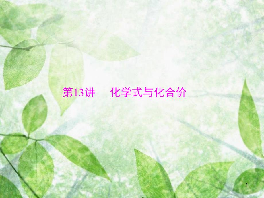 中考化学第一部分中考考点复习第三单元物质构成的奥秘第13讲化学式与化合价优质课件_第1页