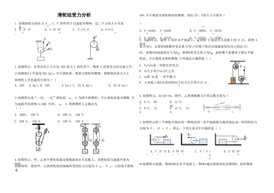 滑轮组受力分析_第1页
