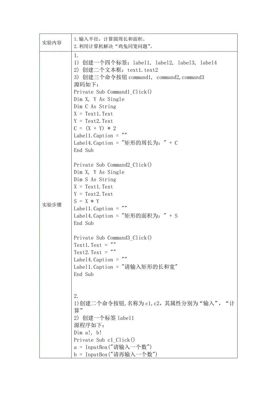 Visualbasic程序实验报告_第2页