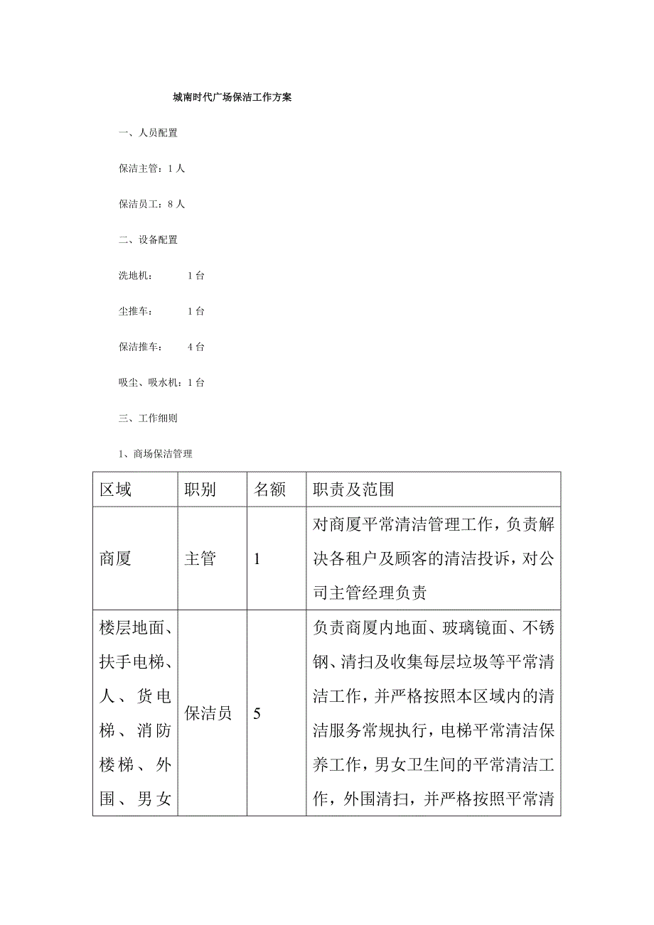 商场保洁方案及报价_第1页