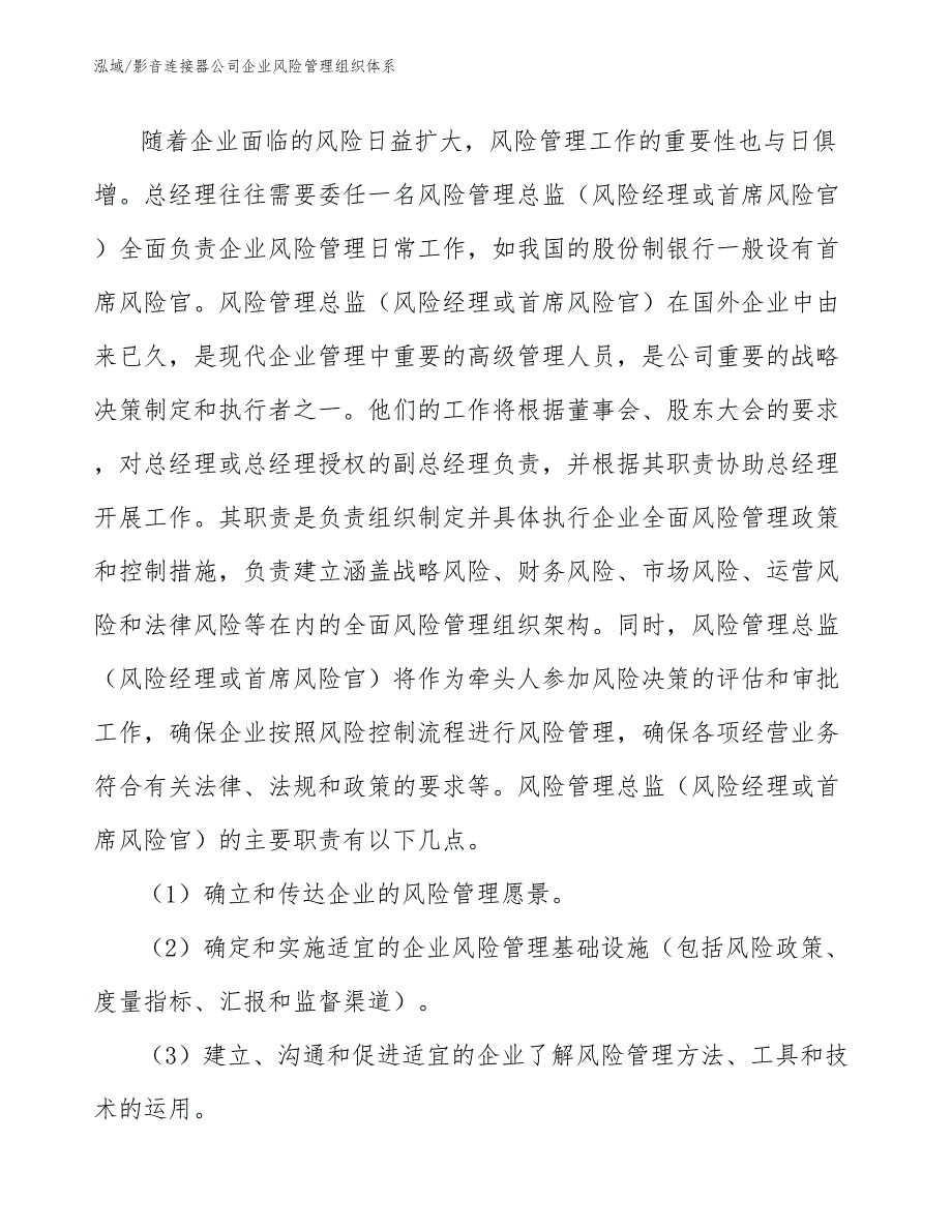 影音连接器公司企业风险管理组织体系【范文】_第3页