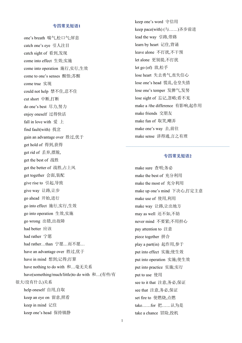 专四常见短语_第1页