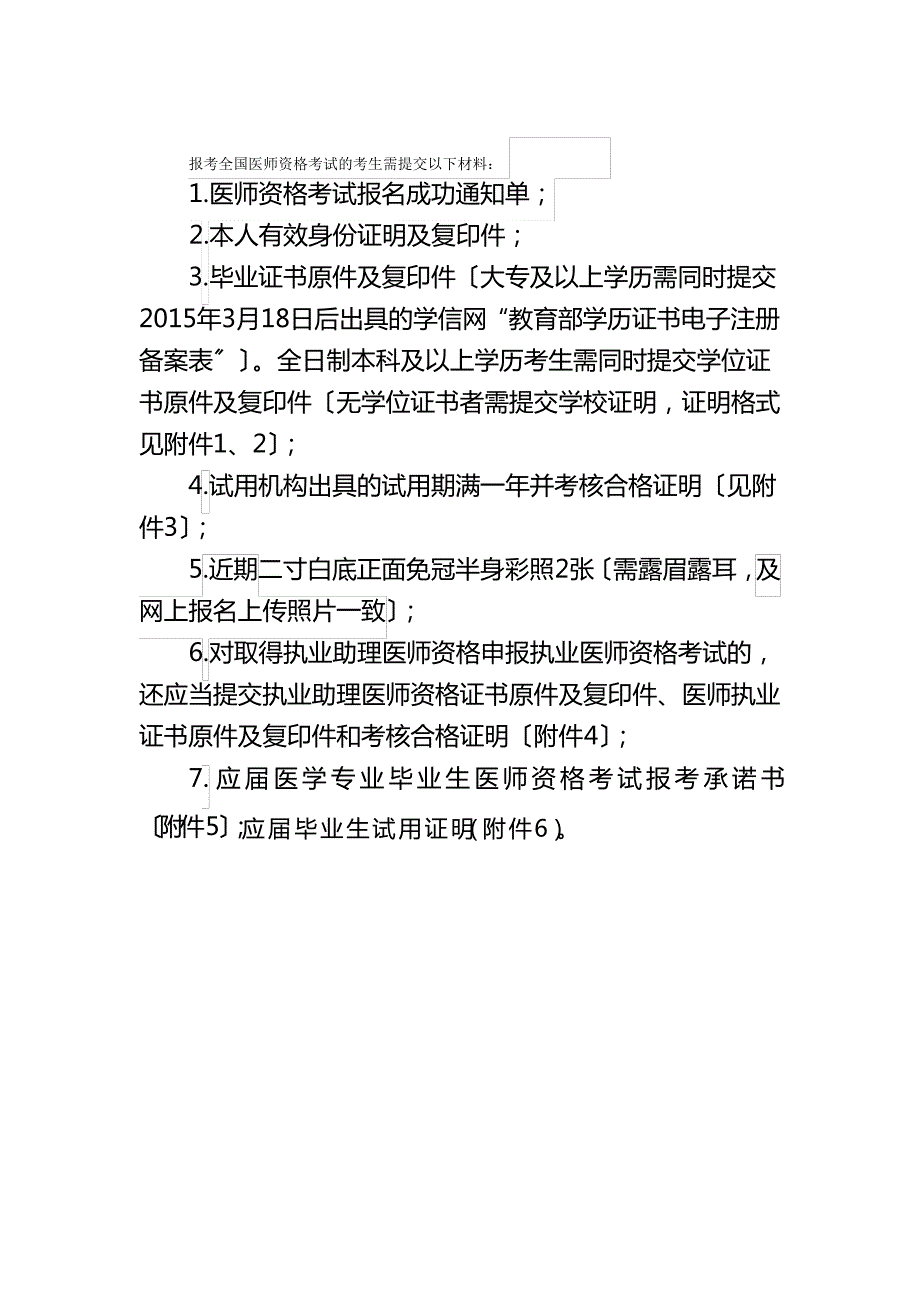 报考全国医师资格考试的考生需提交以下材料_第1页