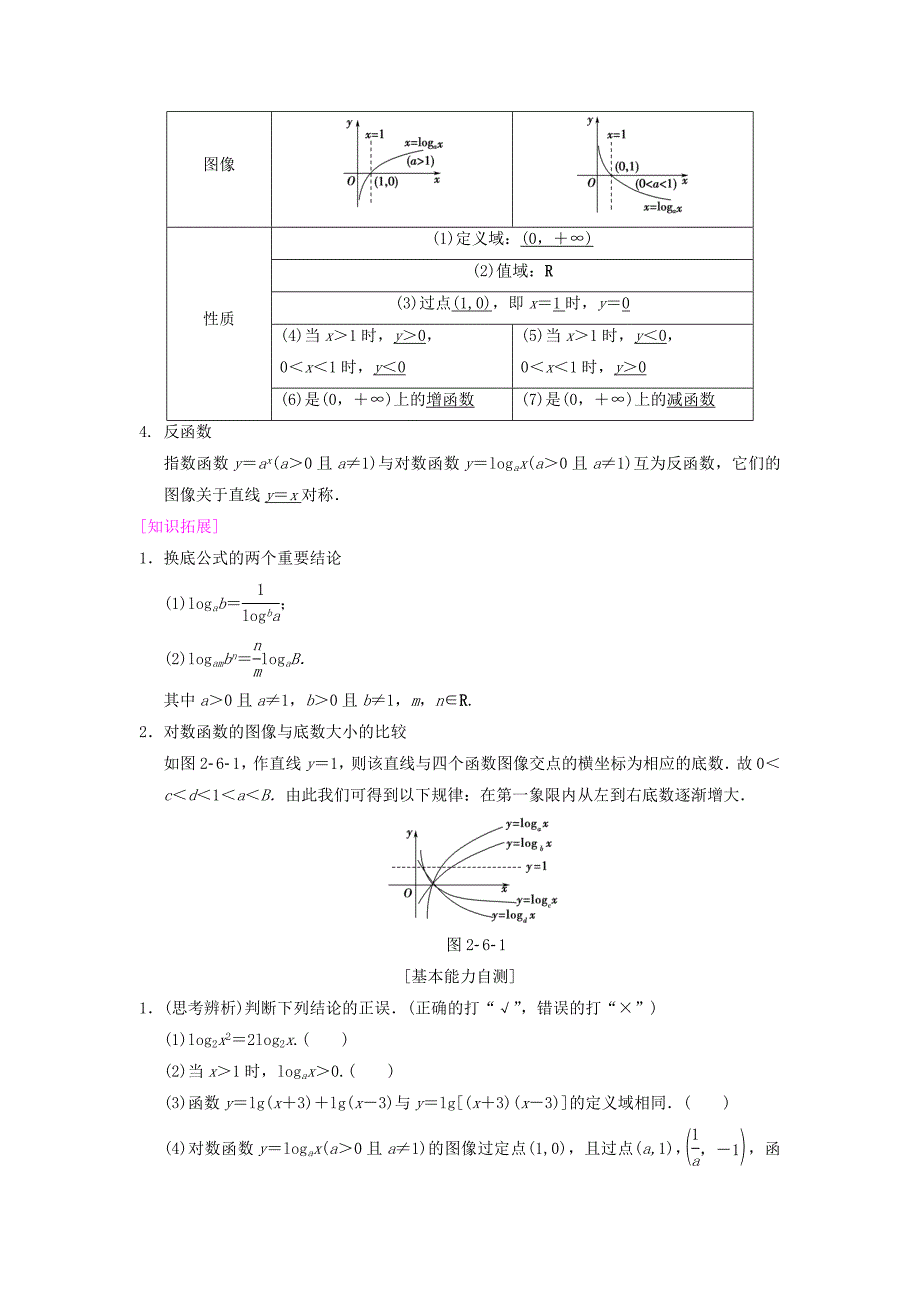 新版高考数学一轮复习学案训练课件： 第2章 函数、导数及其应用 第6节 对数与对数函数学案 文 北师大版_第2页