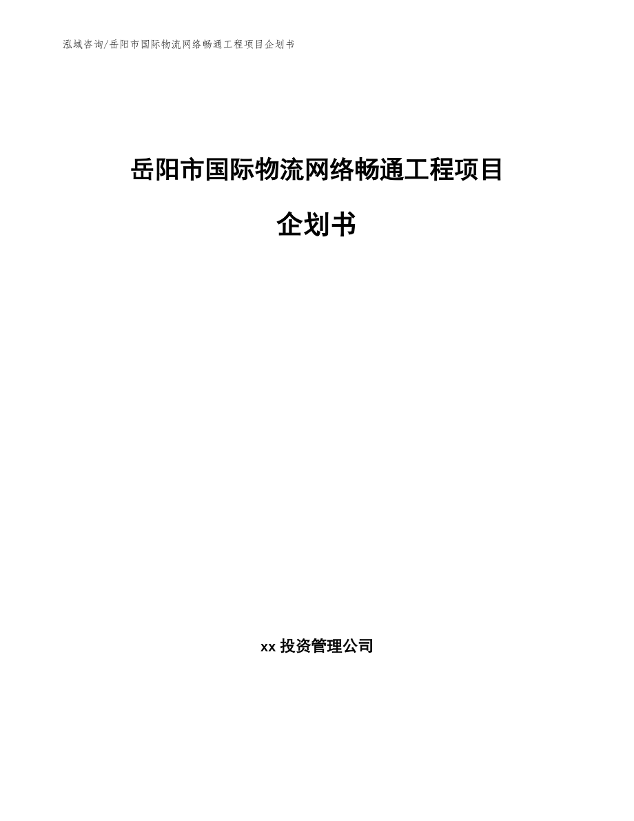 岳阳市国际物流网络畅通工程项目企划书模板_第1页