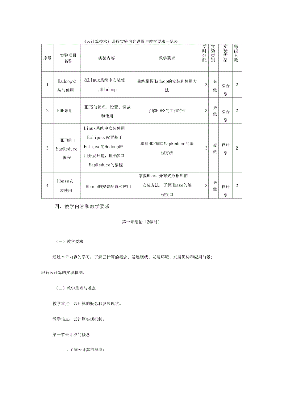 云计算技术课程教学大纲_第2页