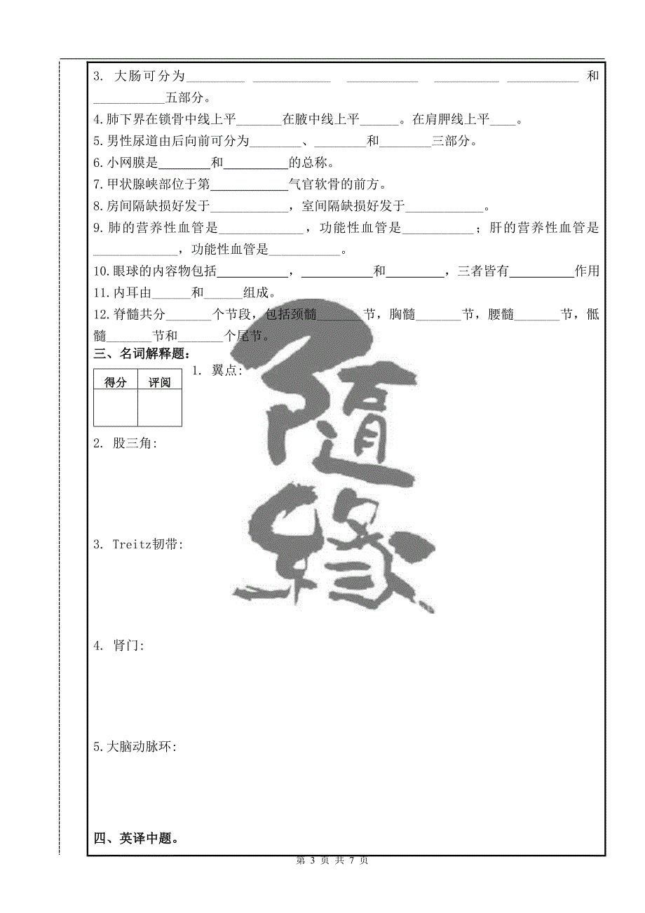 人体解剖学模拟试卷(A).doc_第3页