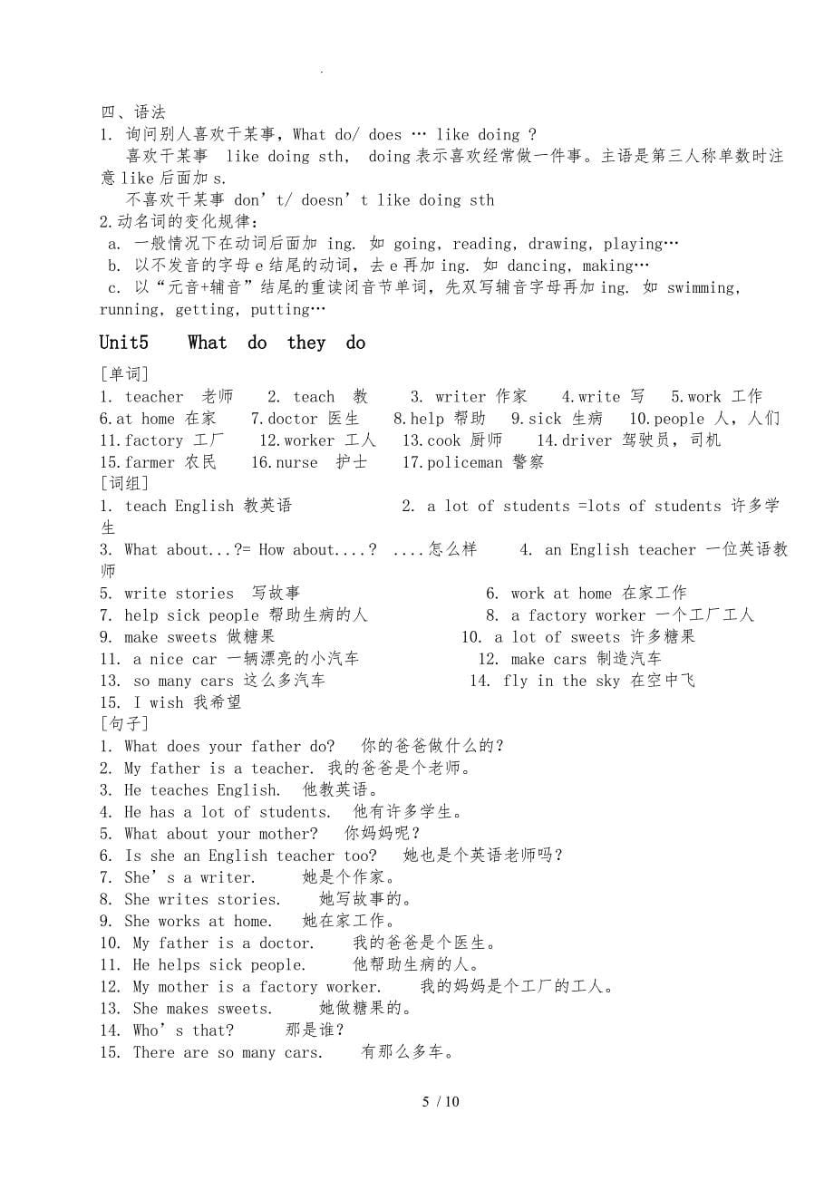 译林版五年级英语上册知识点汇总_第5页