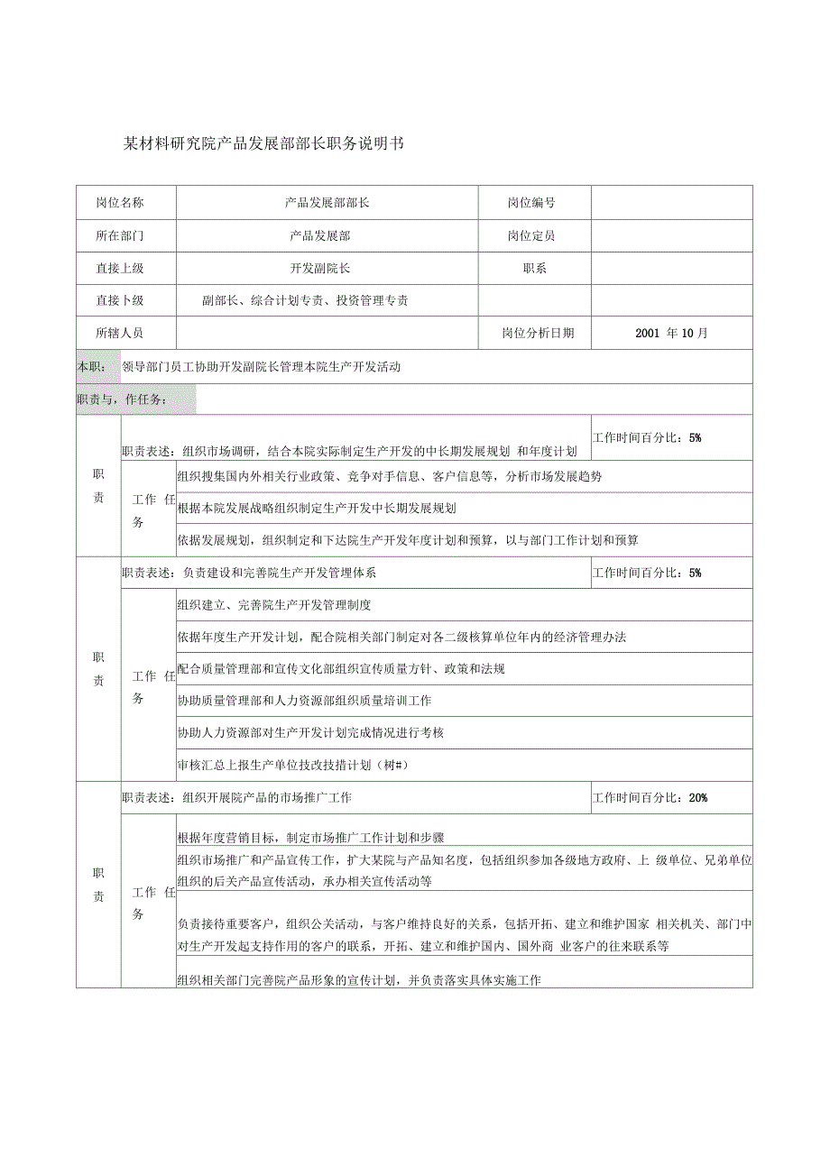 产品发展部部长职务说明书_第1页