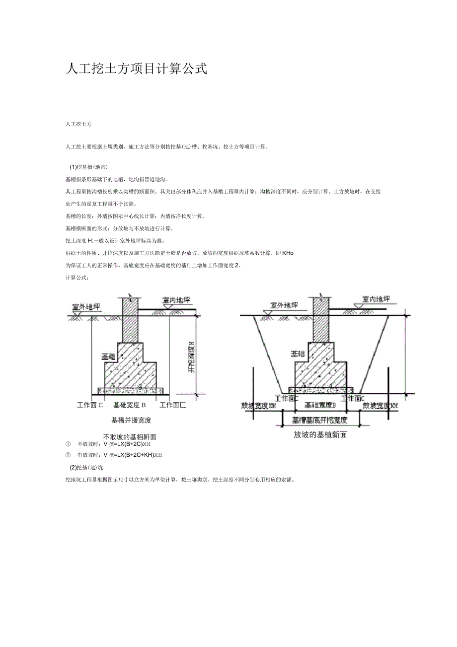 人工挖土方项目计算公式_第1页