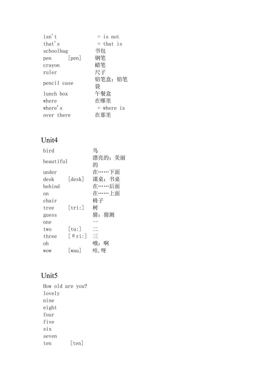 苏教版新译林小学三年级到六年级英语词汇表_第5页