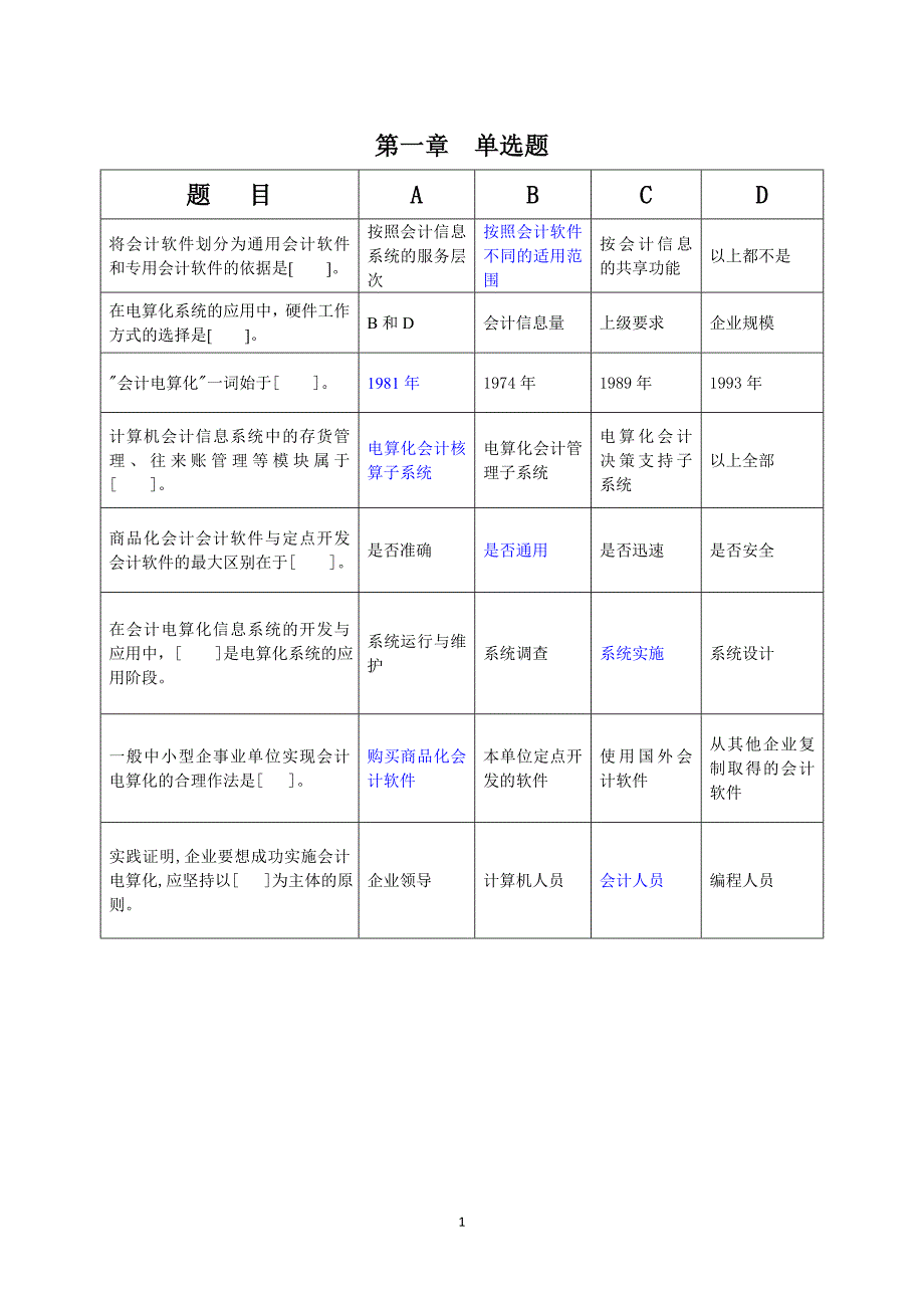 电算化考证章节练习题答案_第1页