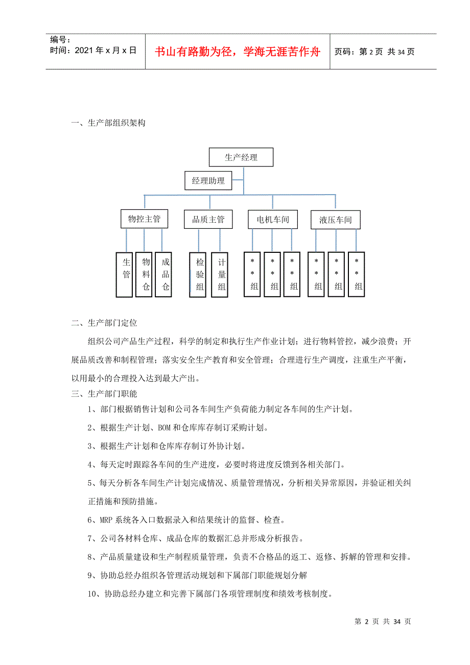 某液压件有限公司生产管理与流程手册_第2页