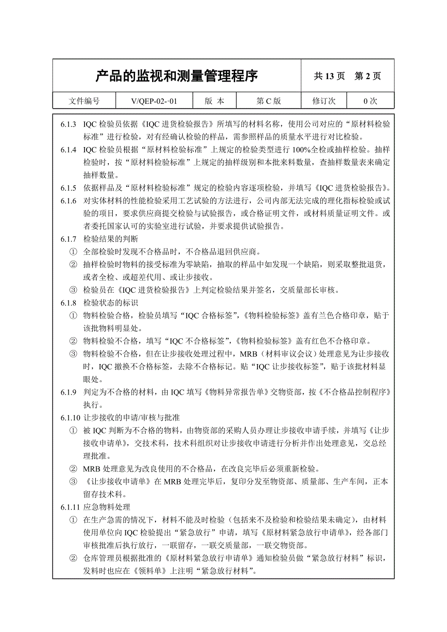 产品的监视和测量管理程序_第2页