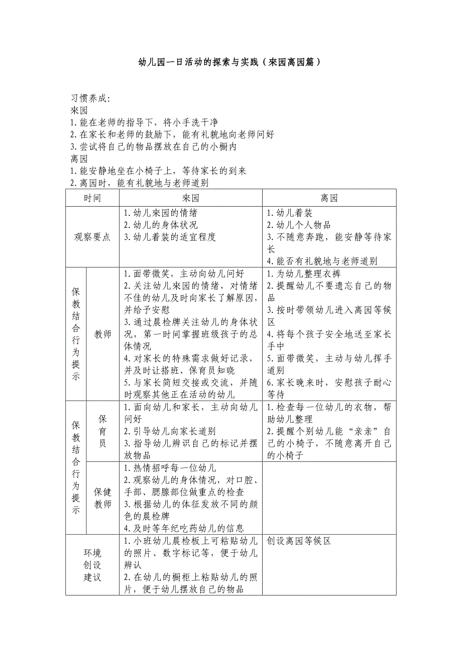 幼儿园一日活动的探索与实践（来园离园篇）_第1页