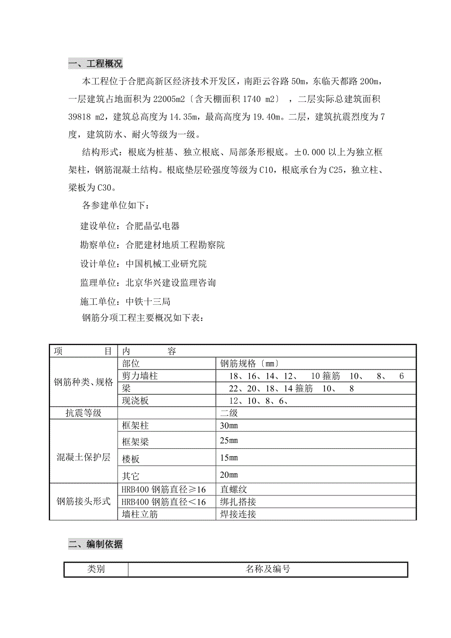 合肥晶弘电器有限公司钢筋施工方案_第2页