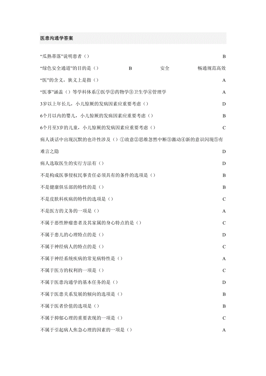 2023年医患沟通学山东省继续教育项目医患沟通学答案.doc_第1页