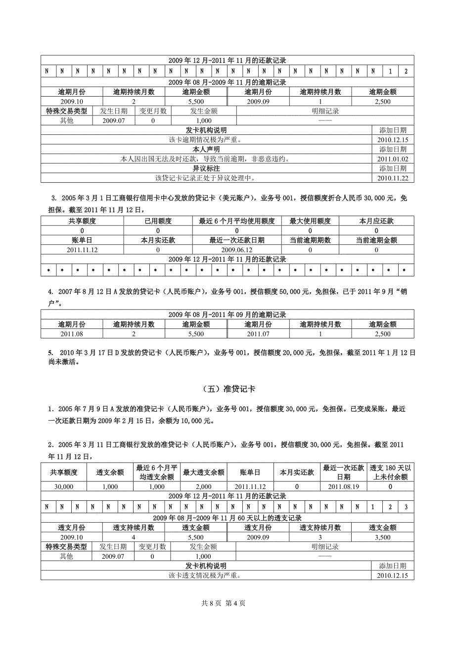 个人信用报告(银行专业版)样本.doc_第4页