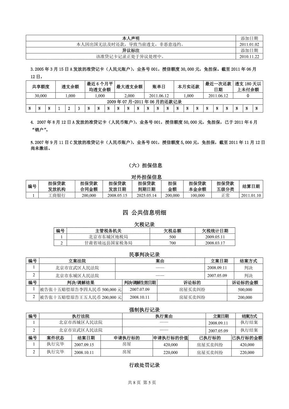 个人信用报告(银行专业版)样本.doc_第5页