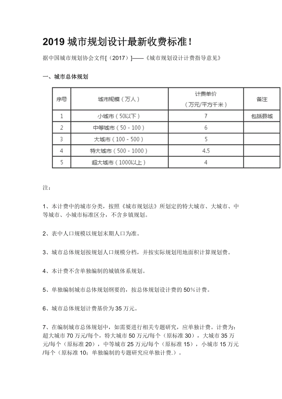 2019城市规划设计收费标准(最新收费标准_第1页