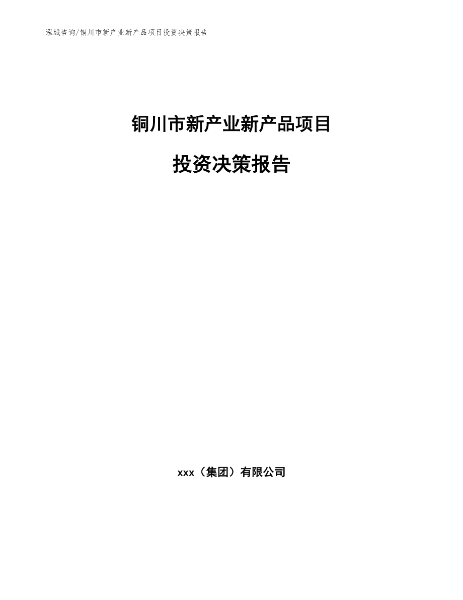 铜川市新产业新产品项目投资决策报告_参考范文_第1页