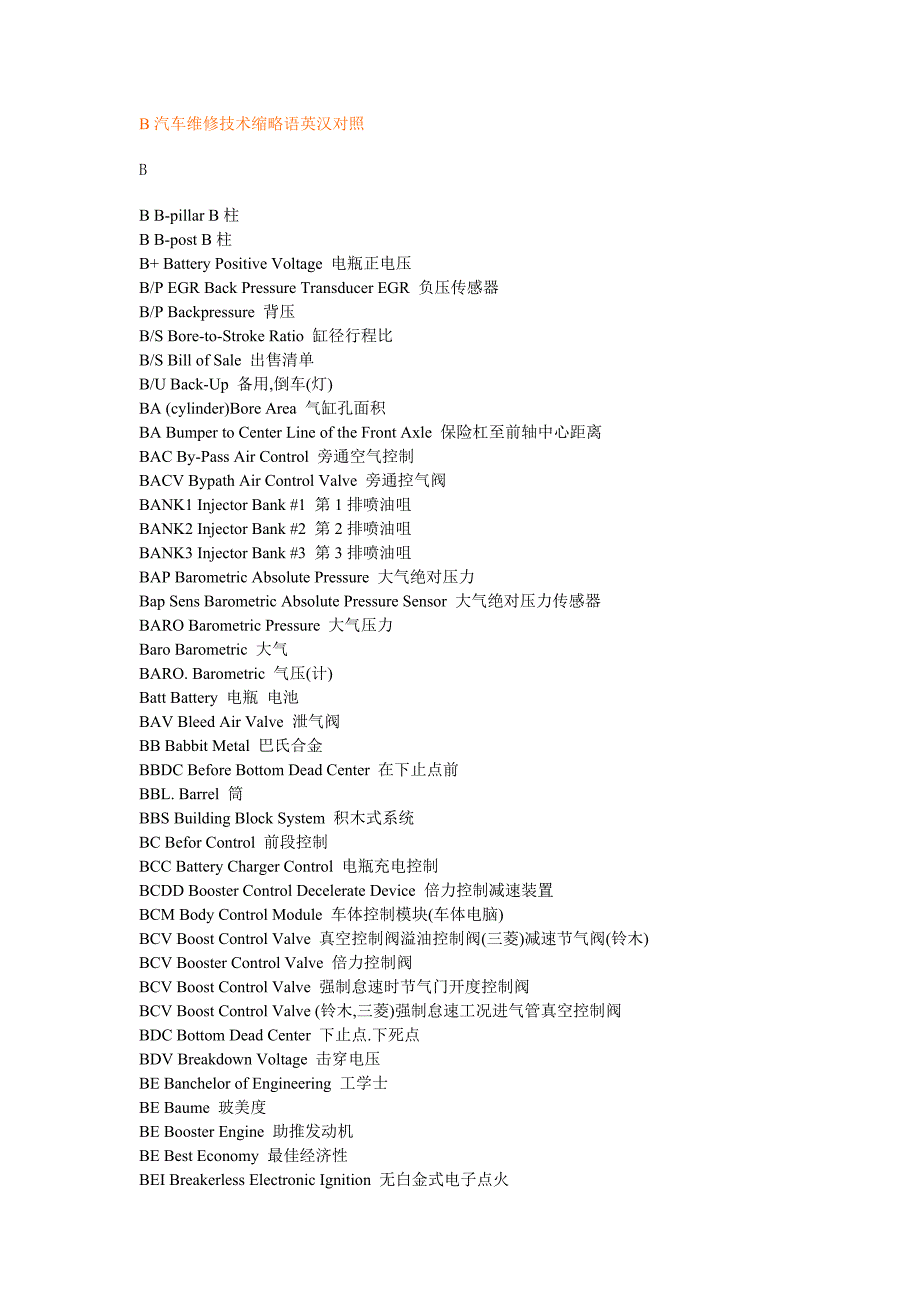 B汽车维修技术缩略语英汉对照.doc_第1页