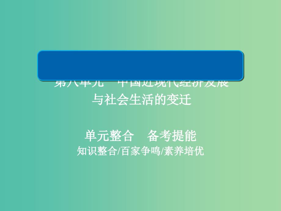 2019届高考历史一轮复习 第八单元 中国近现代经济发展与社会生活的变迁单元整合课件 新人教版.ppt_第1页