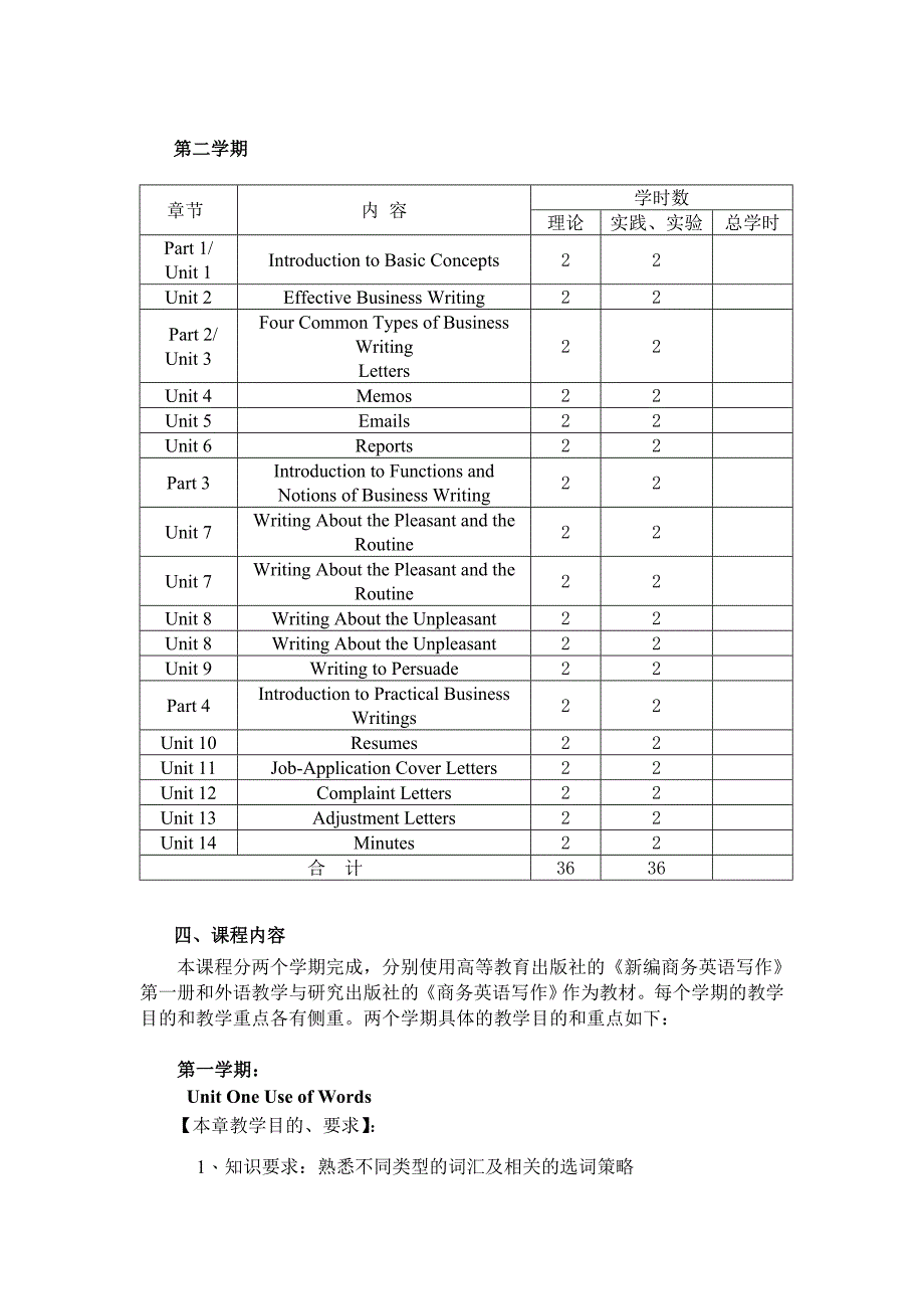 商务英语写作教学大纲_第3页