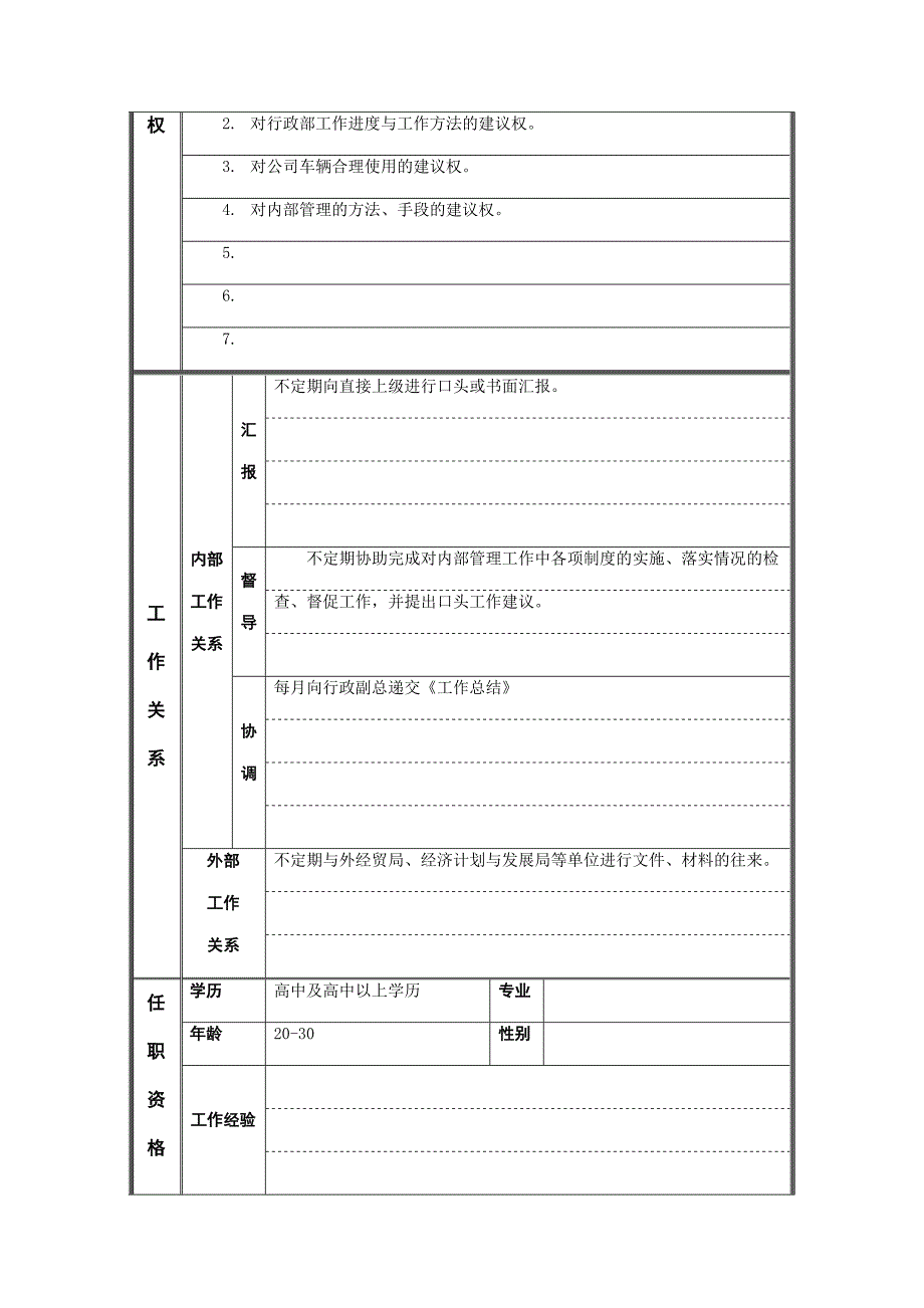 内务管理员岗位说明书_第2页