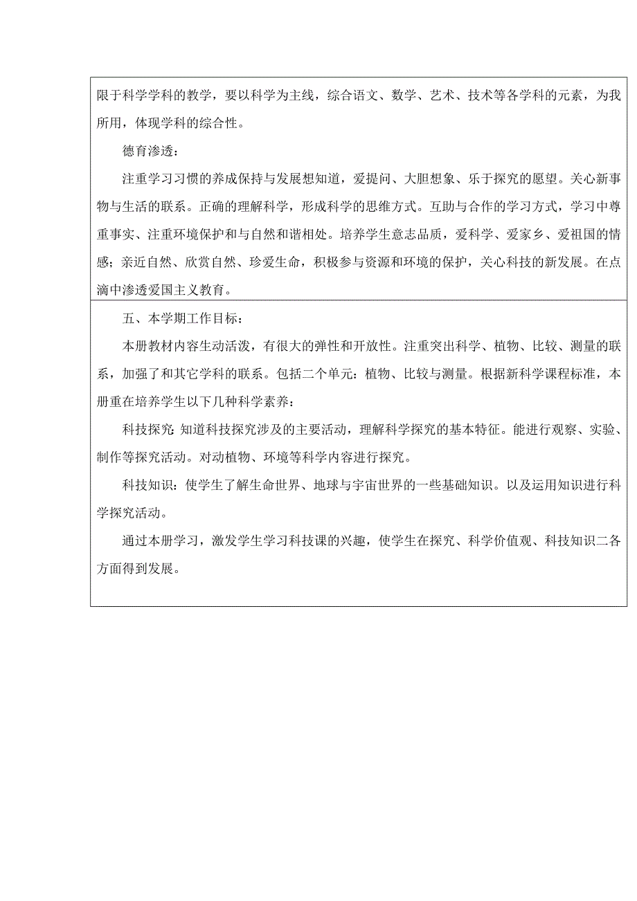 小学一年级上册科学教学计划_第3页