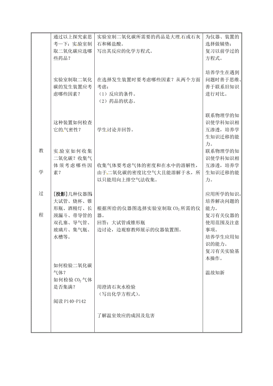 最新九年级化学上册第五章燃料5.3二氧化碳的性质和制法二氧化碳的制取教案粤教版_第3页