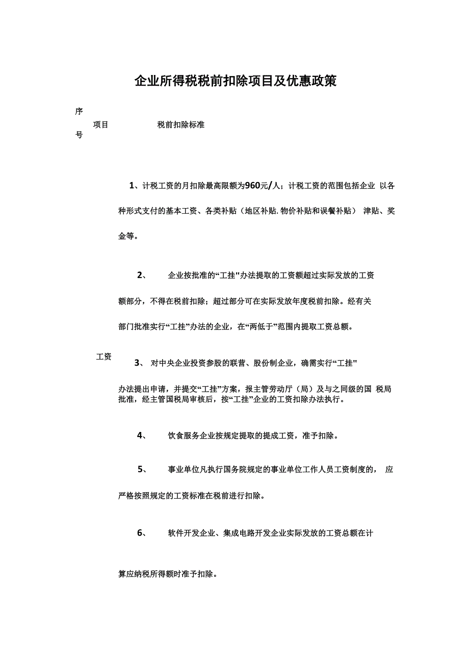 企业所得税扣除项目及税收优惠政策_第1页