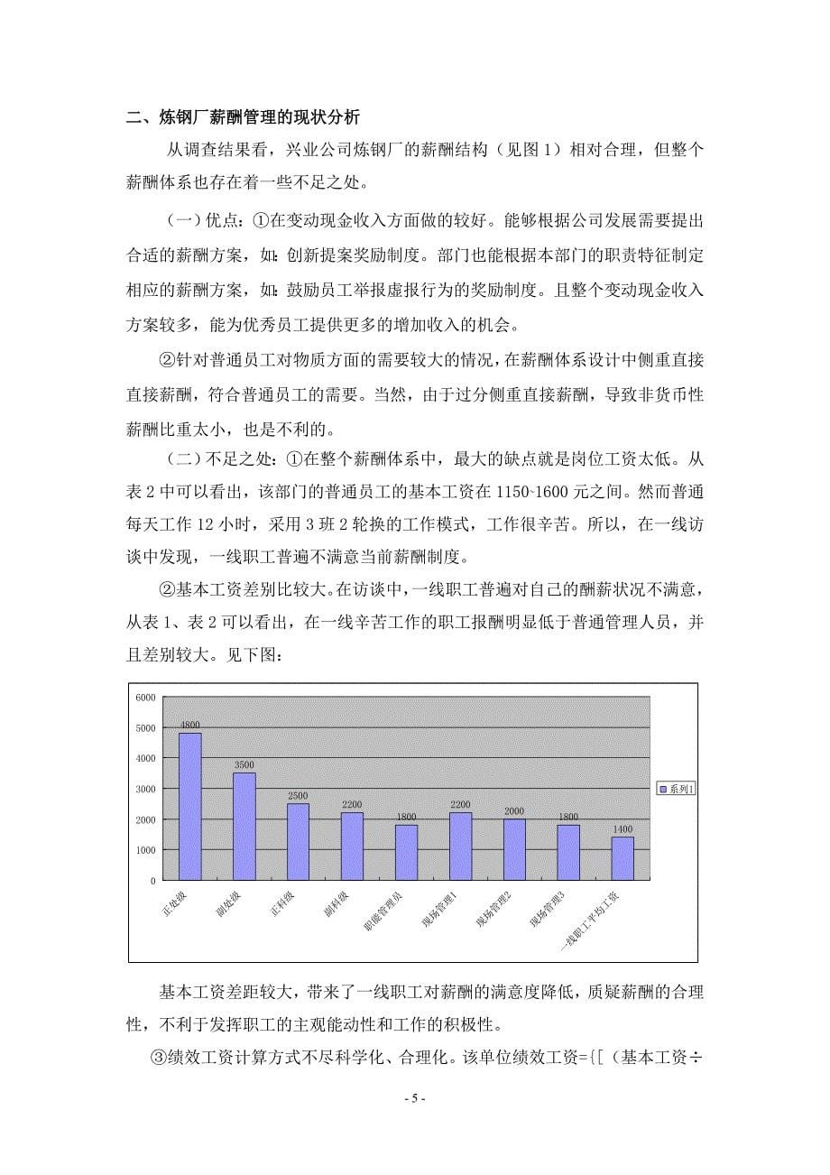 兴业公司炼钢厂员工薪酬状况探究(精品)_第5页