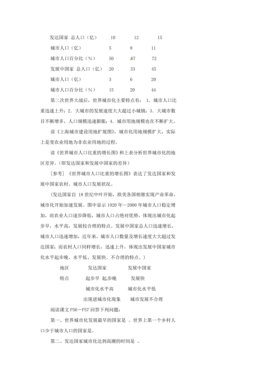 年江苏省江阴市成化高级中学高中地理 2.3城市化教案 新人教版必修2_第3页