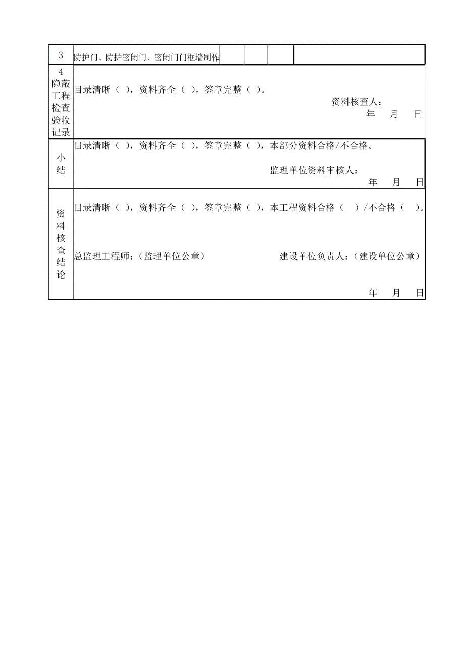 人民防空工程主体验收资料核查表.doc_第5页